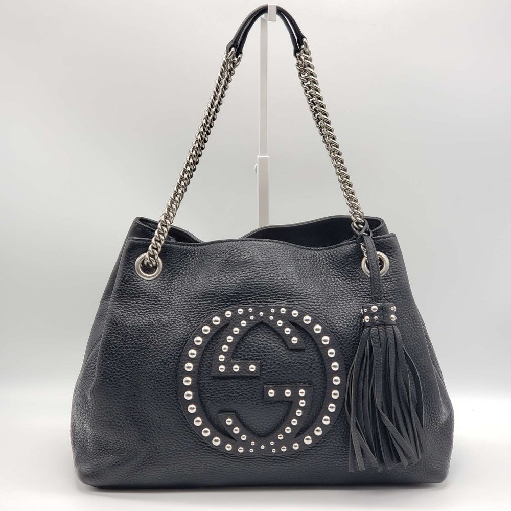 100% Authentic Gucci GG Soho on Chain Medium Black Shoulder Bag